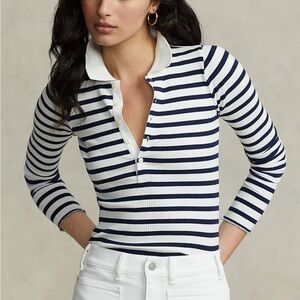 Polo Ralph Lauren Striped Button Down Shirt - Navy and White